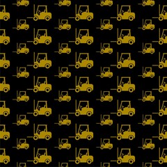 Canvas Print - Forklift truck icon isolated seamless pattern on black background