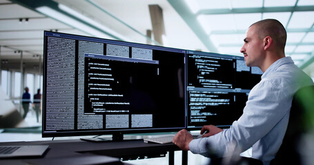 Wall Mural - web developer coding on computer