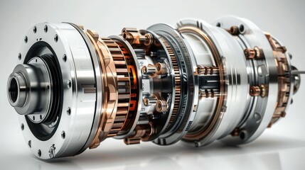 Poster - A realistic centrifugal motor rotor with part labels in a white background.