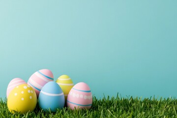 vibrant easter egg hunt scene in a sunny garden with colorful decorated eggs and cheerful spring vib