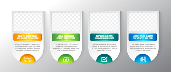 Wall Mural - abstract infographic company milestones timeline template with big rectangle photo placeholders and 