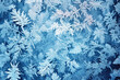© Serhii - Frosty winter background of snowflakes on glass, christmas new year texture natural blue.