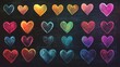 © Chaikit - geometric heart illustrations in chalk, rainbow gradient collection, authentic classroom blackboard, textured chalk strokes, decorative small accent hearts, rustic educational setting, vintage