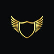 © NorStock - Elegant Gold Shield and Wing Logo Design on Black Background