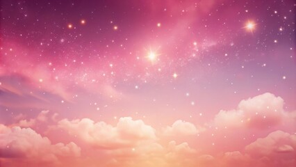 Wall Mural - Pink sky with a few small dots, pink, sky, dusk, twilight, pastel, clouds, evening, landscape, serene, peaceful, nature, beauty