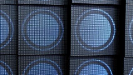 Wall Mural - a modern abstract digital design featuring blue circles set against a dark panel backdrop. media