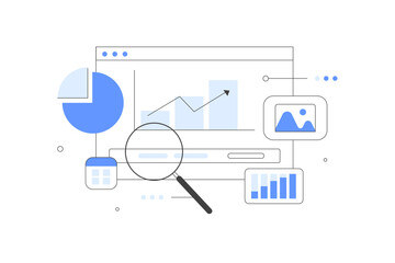 Wall Mural - marketing and seo strategy. analyzing market trends and planning seo optimization. seo targeting and