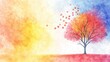 © Nisit - Vibrant Transition Between Seasons with Blending Colors and Falling Leaves in Artistic Style