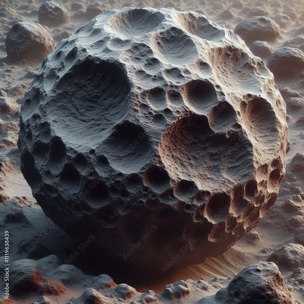 Asteroid Surface Rough pockmarked textures in grey and brown sim Stock ...