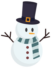 Wall Mural - Snowman vector icon flat style isolated on white background.