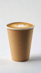 Sticker - Beautiful latte art in a cardboard cup with smooth beige backdrop presented simply