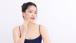 © kitthanes  - Beautiful young asian woman with clean fresh skin on white background, Face care, Facial treatment, Cosmetology, beauty and spa, Asian women portrait.