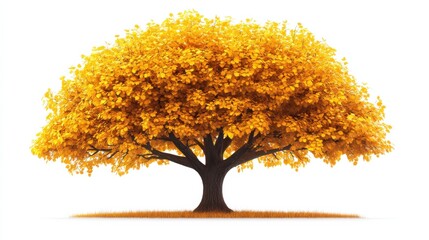 Wall Mural - Vibrant autumn tree displaying bright yellow foliage in a serene landscape