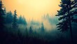 © Animager - Ethereal mist envelops a serene fir forest with a nostalgic retro vibe