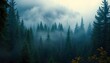 © Animager - Ethereal mist envelops a serene fir forest with a nostalgic retro vibe