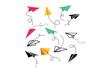 © Solaiman77 - Colorful hand drawn paper airplane vector designs for web creatives, Unique hand drawn vibrant planes vector suitable for artistic use, airplanes, paper, flight, origami, aviation, toys, crafts, kids