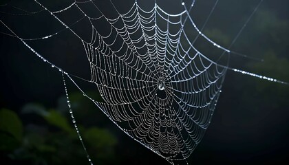 spider web with dew drops