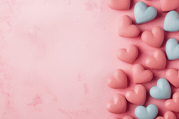 Wall Mural - Pastel Love Composition with Heart on Pink Background – Minimal Valentine's Day Banner