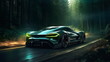 © imam - a sports car driving on road through the forest