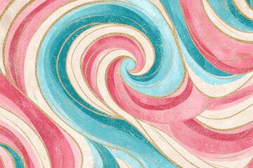 Swirling Abstract Pattern in Vibrant Pink, Blue, and Gold Tones Representing Fluid Motion and Creativity for Use in Art, Design, and Backgrounds