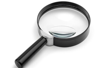 Wall Mural - a magnifying glass placed on a plain white surface, ideal for close-up inspections and scientific ap