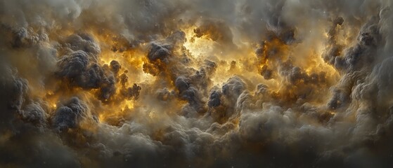 Wall Mural - large, dark, and stormy sky with a bright orange cloud in the middle. the sky is filled with clouds 