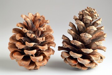 Poster - Two pine cones side by side, natural and unprocessed