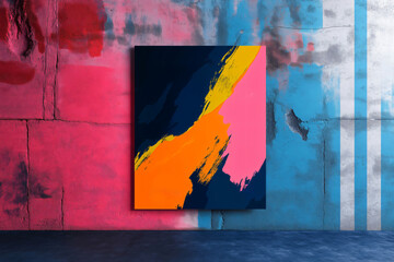 customizable event flyer mockup featuring bold text and vibrant orange, pink, and blue color scheme 