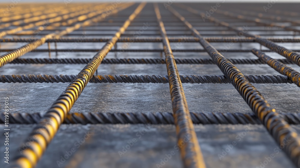 Structural Bar Reinforced steel bars in concrete structure showcasing high strength ...