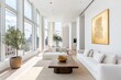 © khalid_spk - Minimalist living room white walls large windows natural light