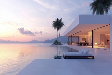 Wall Mural - Modern luxury villa white cubic architecture