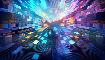 Wall Mural - abstract gradient background with dynamic pixel like elements