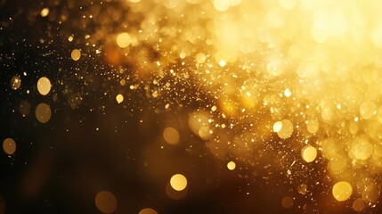 Wall Mural - golden bokeh abstract background with glittering particles for festive and elegant design applicatio