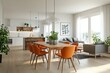 © khalid_spk - Modern open concept living space minimalist interior design wooden dining table