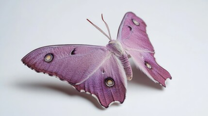 Wall Mural - purple butterfly displaying intricate lower wing patterns isolated on a clean white background showc