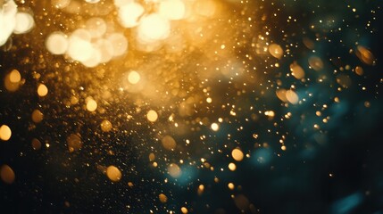Sticker - glittering bokeh effect with warm golden and cool blue tones creating a dreamy abstract background f