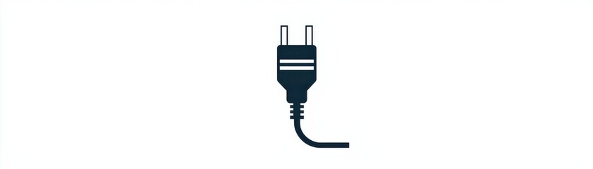 A black electrical plug with two prongs and a connected cord against a white background.