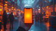 © Lightflow Vision  - glowing smartphone screen in dimly lit industrial setting
