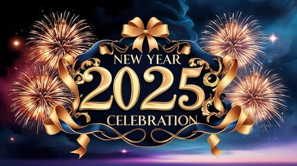 Wall Mural - bulu background with a star happy new year 2025 ai generative
