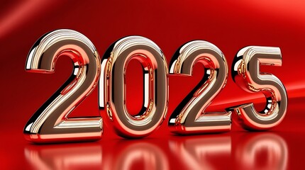 Wall Mural - red background gappy new year 2025 ai generative