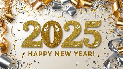 Wall Mural - christmas background with stars happy new year 2025 ai generative