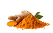 © Arnik - Close up of Turmeric or Curcuma longa with powder isolated on transparent background, png