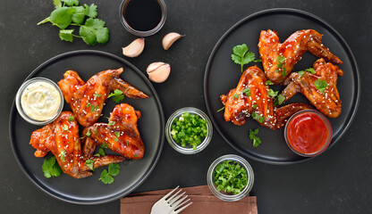 Poster - Baked chicken wings on plate