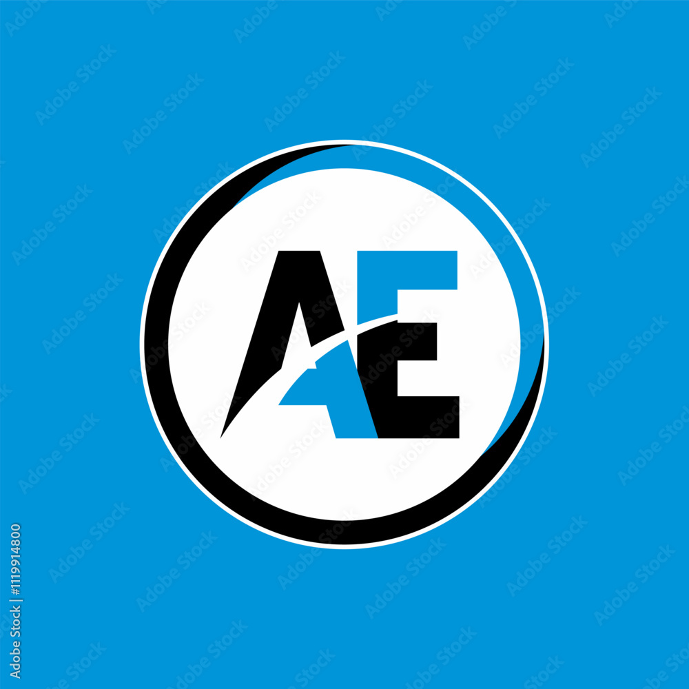 AE letter logo black and blue, modern logo concept double letters ...
