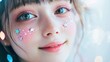 © chic designs - 輝く美しさ：春のインスピレーションのための星形の輝きを持つ女の子のクローズアップ