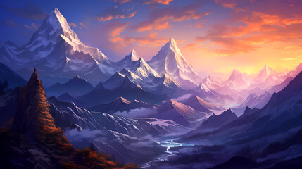 Wall Mural - sunrise in the mountains