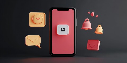 Aufkleber - A smartphone displaying notification icons in a modern, minimalist design.