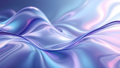Fototapete - Transparent glass morphism modern texture. Holographic curved wave in motion. Gradient design element. Macro glass 3d Y2K renders an abstract background. Trendy futuristic motion design banner.