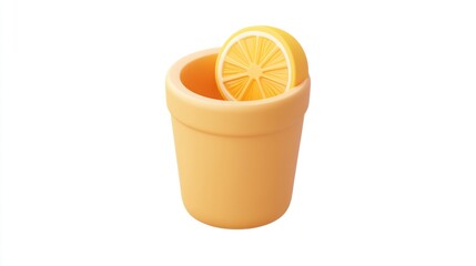 Poster - A yellow pot with a lemon slice, suggesting a playful or decorative element.