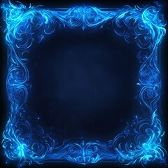 Poster - Blue neon frame. Neon background.